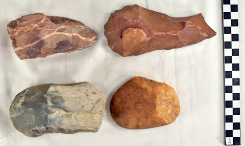 Acheulean (top row) and Oldowan (bottom row) stone tools