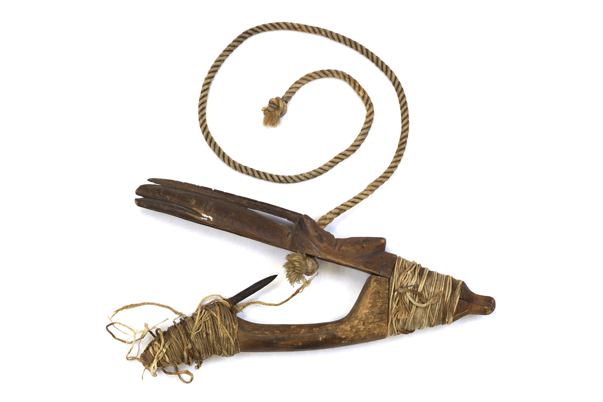 2) 19th C. Iron Halibut Hook, Harpoon, Inuit Trade