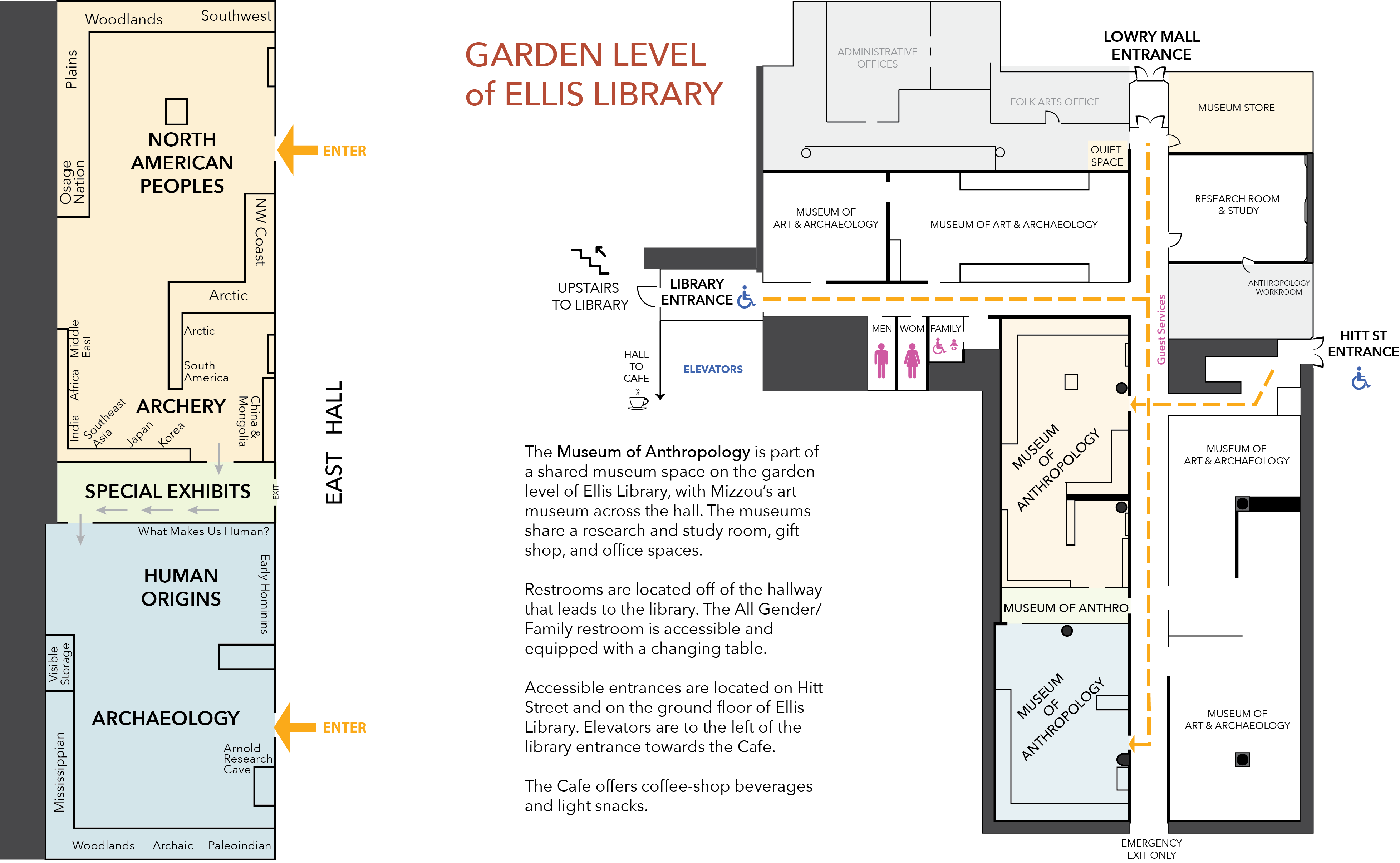 Map of garden level, Ellis Library