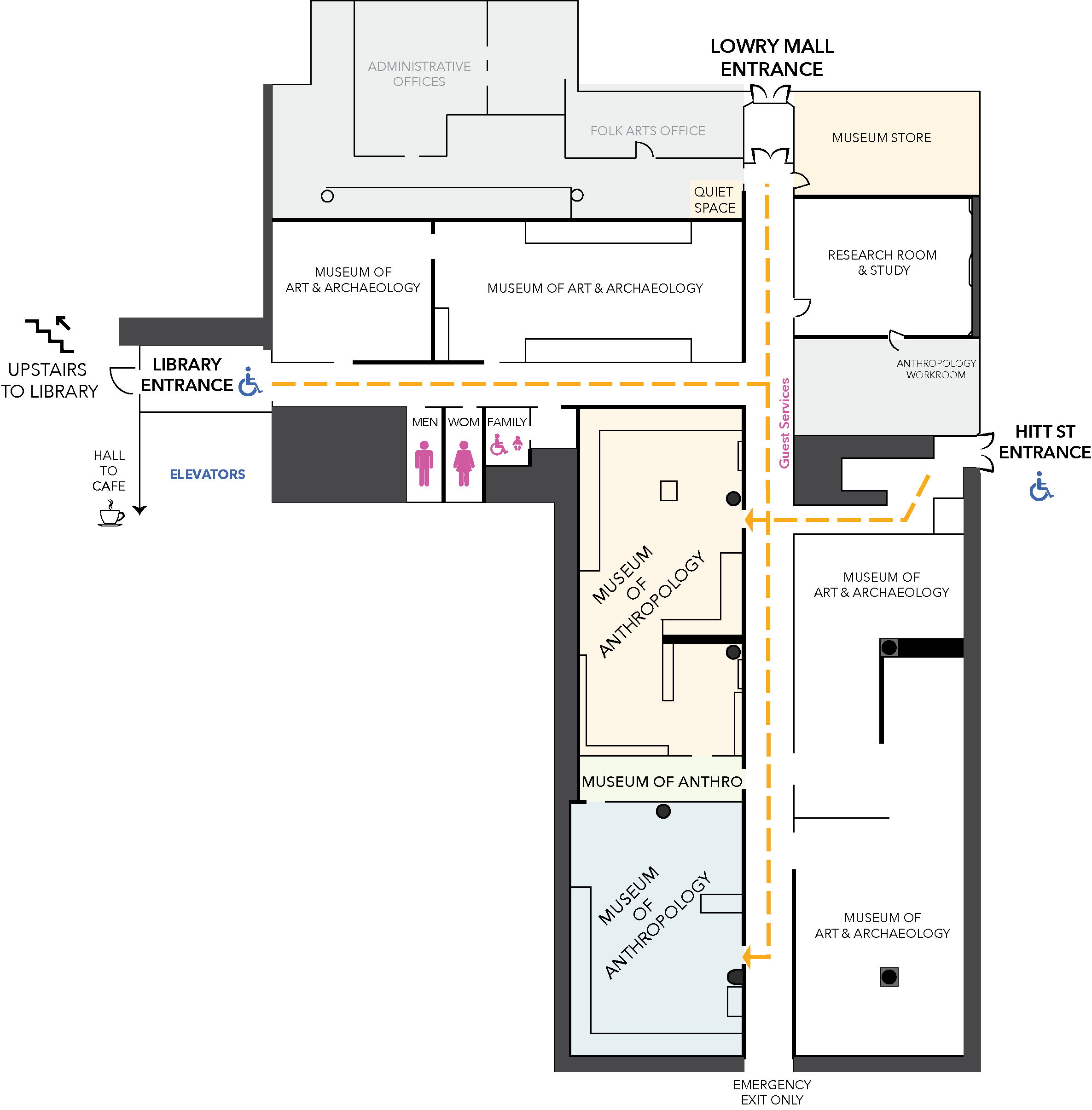 Map of Lower Level Ellis Library